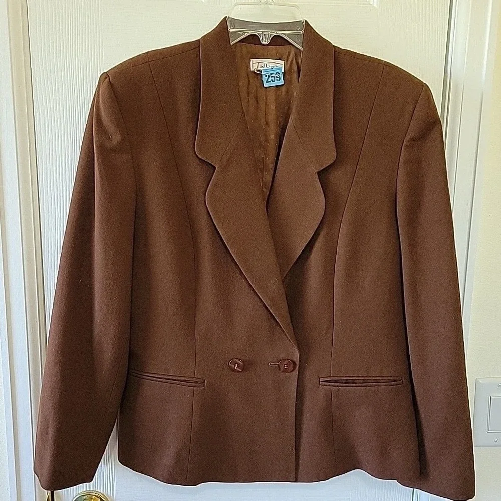 Vintage Talbots Brown Wool Skirt Suit Set Made in USA‎ Size 12 Double Breasted